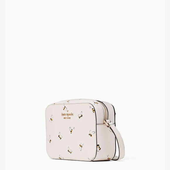 ♠️kate spade Staci Honey Bee Saffiano Leather Mini Camera Crossbody, Parchment - Picture 3 of 14